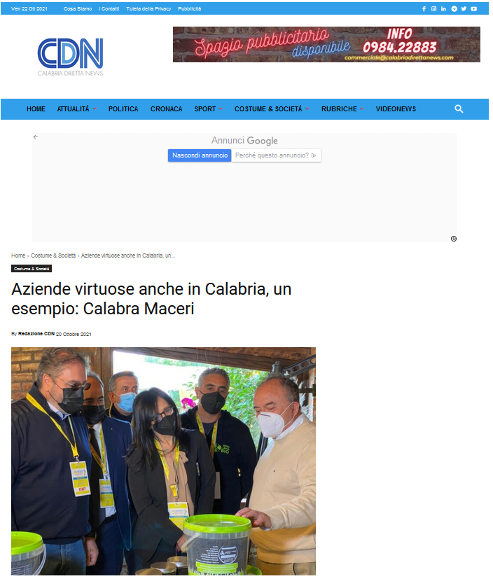 Aziende virtuose anche in Calabria, un esempio: Calabra Maceri 